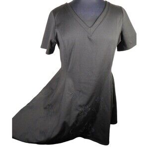 Simply Vera Vera Wang Black Embroidered Ponte Knit Swing Dress Size XXL 2XL